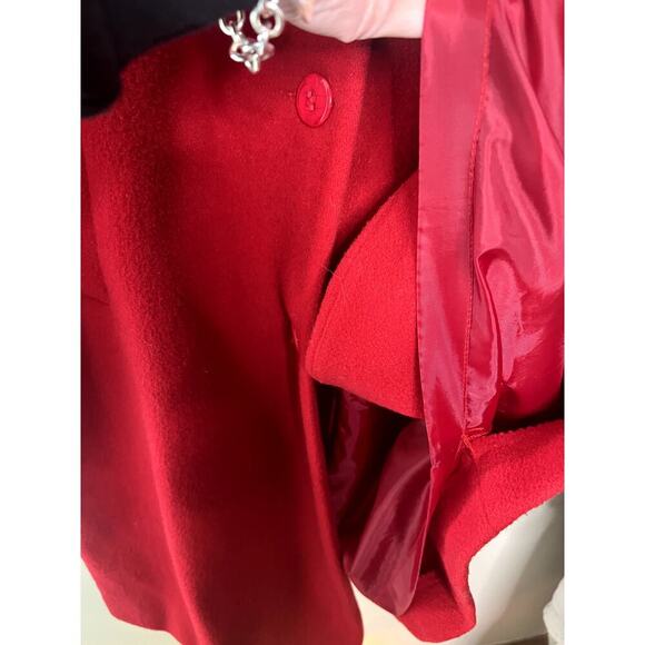 Vintage AndreA II women's wool red lined long trench coat Size 16 - Picture 7 of 16